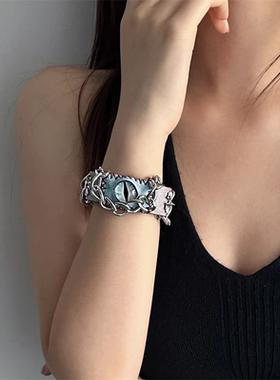 暗黑系亚比文化恶魔之眼手链小众朋克废土风手环美式重工手饰