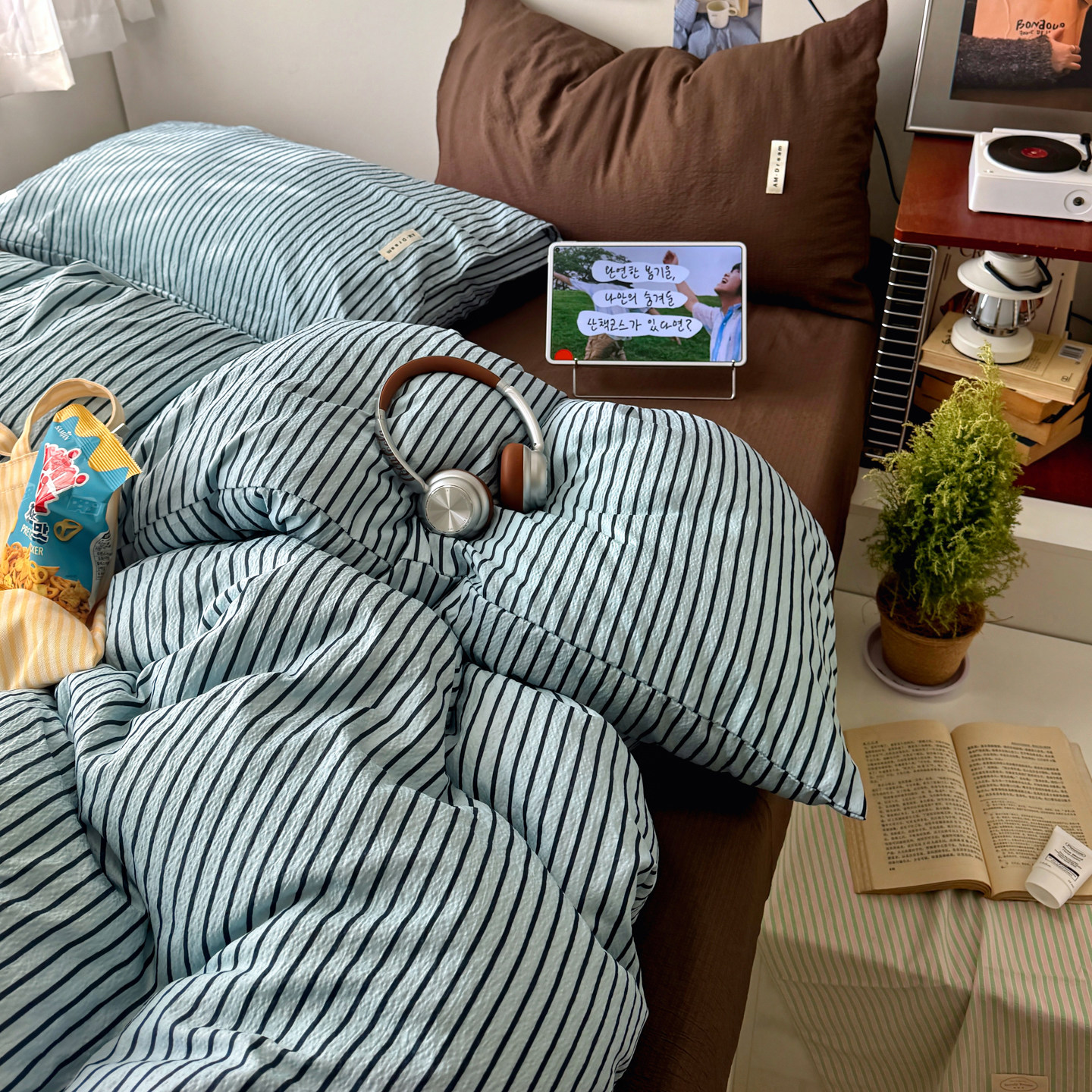 美式撞色被套全棉床上用品四件套纯棉纯色床单单人学生宿舍三件套