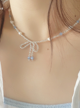 纯净唯美清新蝴蝶结项链