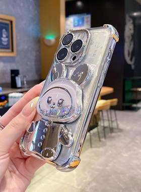 opporeno13百字福手机壳女OPPOReno13Pro可爱补妆镜支架PKM110透明高级软壳ren013pr0全包镜头PKK110四角防摔