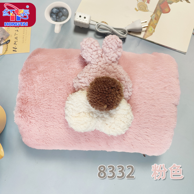 红泰防爆双插手热水袋充电式拉链可拆洗仿兔毛绒暖手宝2025新