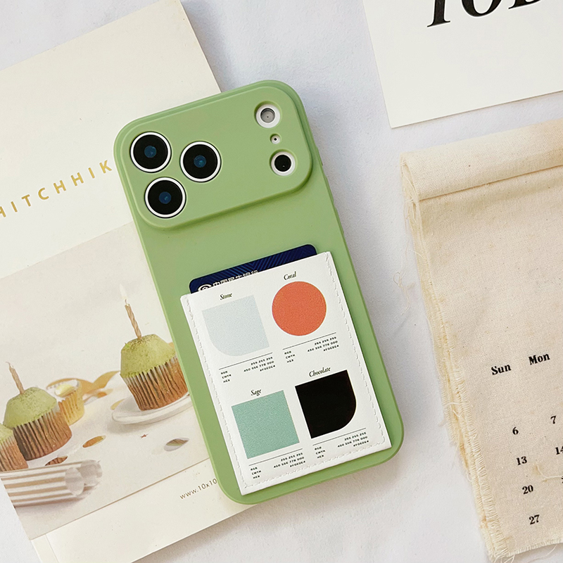 拼色文艺 简约插卡手机壳带卡包苹果17promax装卡套iphone16promax交通卡槽17pro身份证16pro精孔17/15/14/13