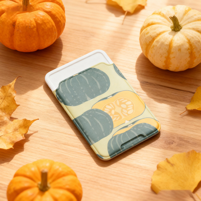 新薄款通用装卡贴 手机背贴独立带卡包 旅游便携身份证卡槽 苹果17/16/15/14/13/12/11轻便17promax 文艺南瓜