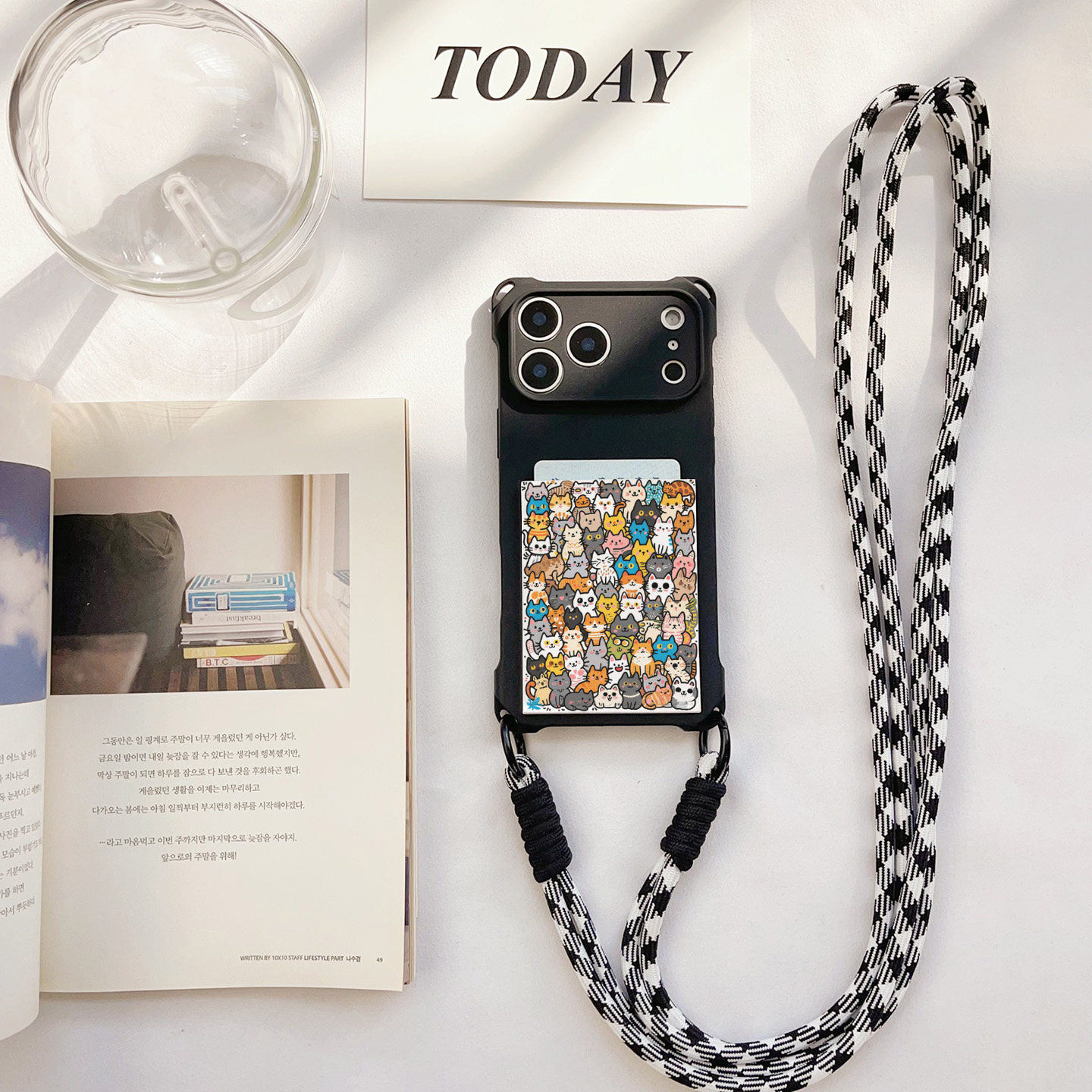 猫咪星球四角挂绳斜挎带卡包手机壳装卡苹果17promax独立卡套iPhone17promax旅游16promax软皮质卡贴15/14/13