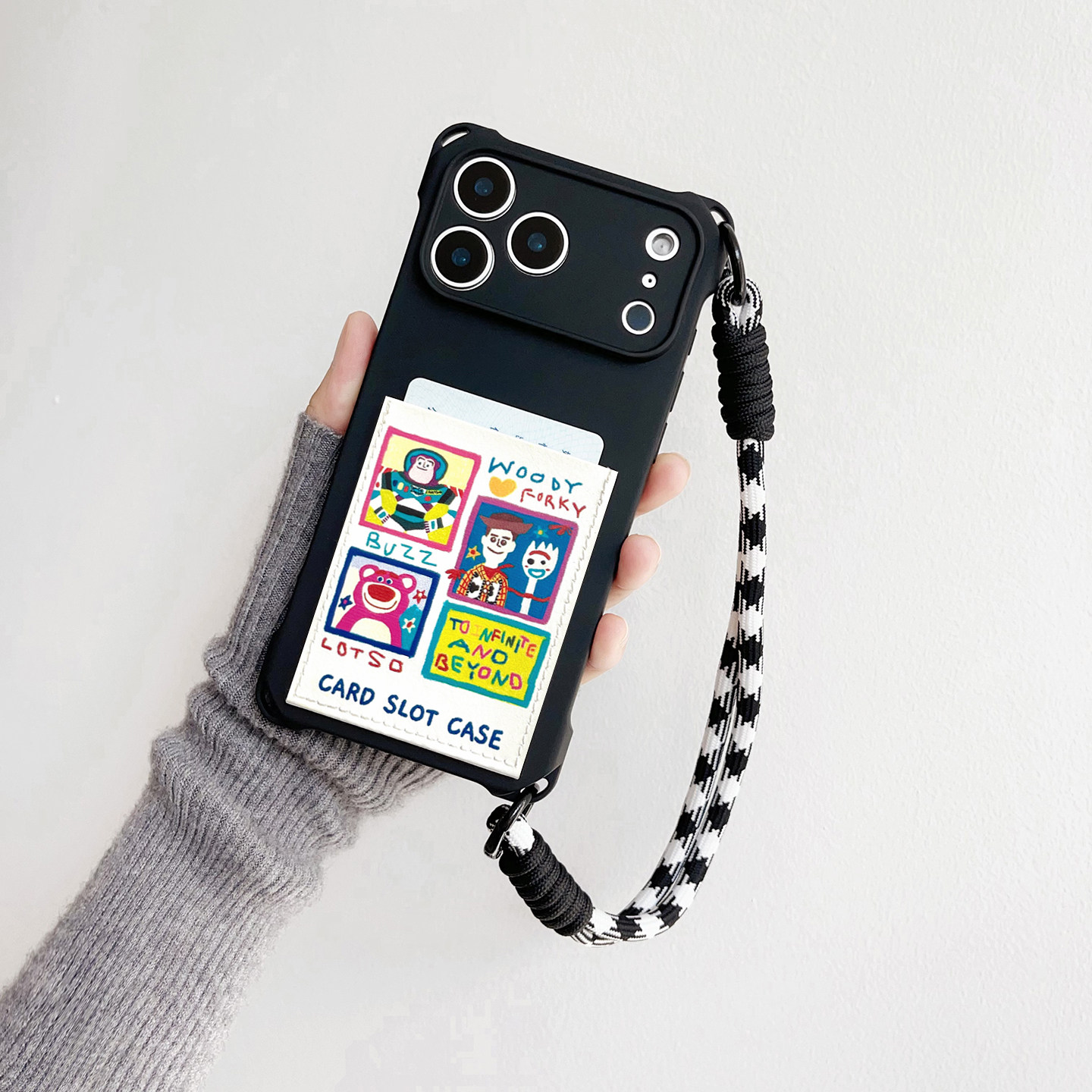 经典卡通装卡手机壳带卡包iphone17promax独立皮质插卡16promax交通卡套15/14/13挂绳17pro便携15pro背贴卡槽