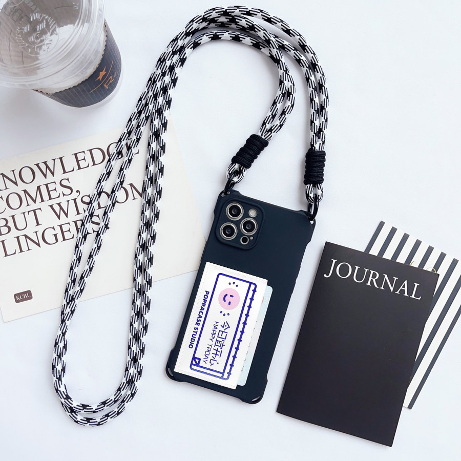 今日宜开心独立空间卡包挂绳苹果15promax插卡手机壳斜挎iPhone14pro门禁收纳13pro卡套13/12/14斜背XR软B012