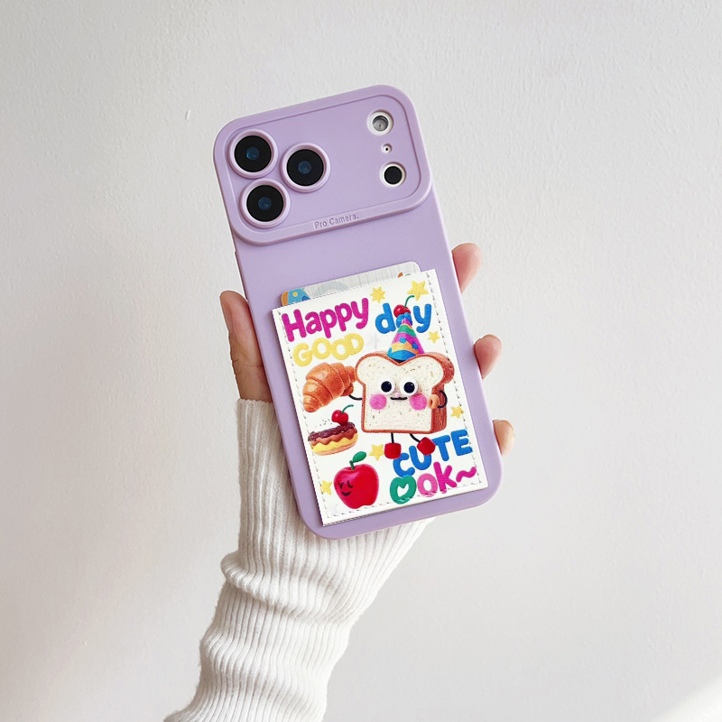 可爱水果 薄款软皮质装卡套手机壳带卡包苹果17promax 独立卡贴16promax身份证iPhone17promax交通卡15/14/13