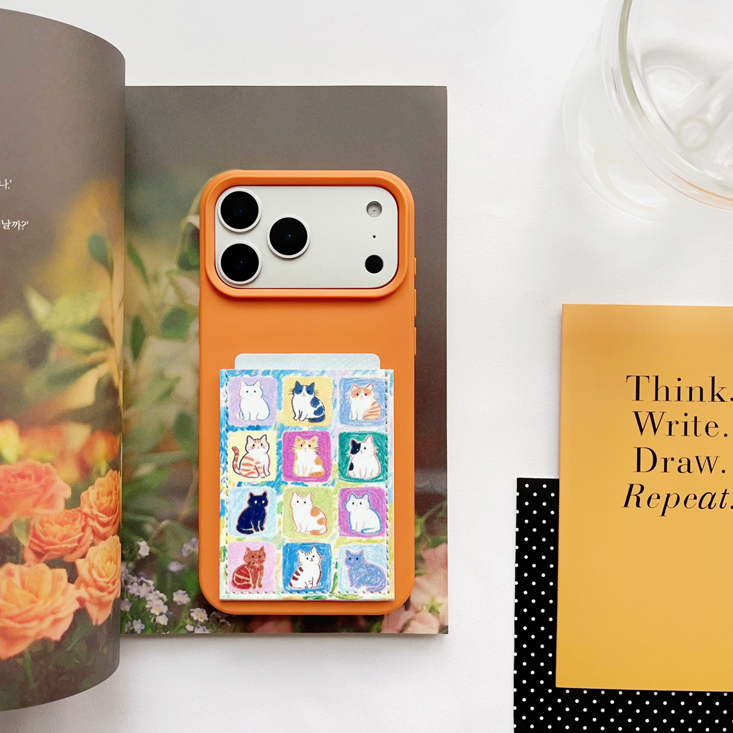 猫星方块暮光橙装卡手机壳带卡包iphone17promax独立皮质插卡16promax交通卡套15/14/13大孔17pro身份证15pro