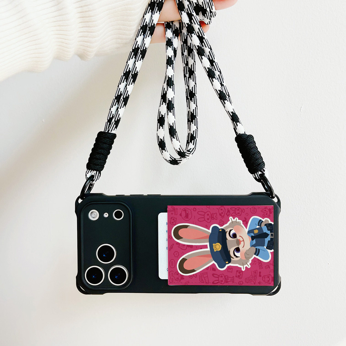 兔子cp四角挂绳斜挎手机壳带卡包iPhone17promax苹果17pro旅游16promax装卡套16pro皮质卡贴15/14/13斜背精孔