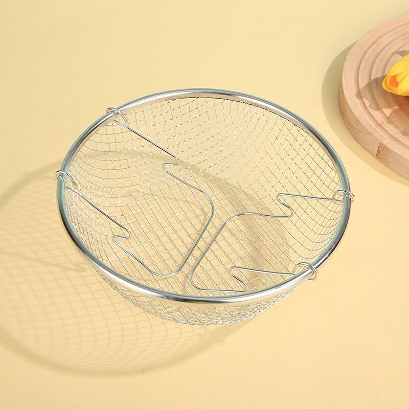 304不锈钢油炸篮子圆形小吃炸篮厨房油格工具 带把手配锅专用网架