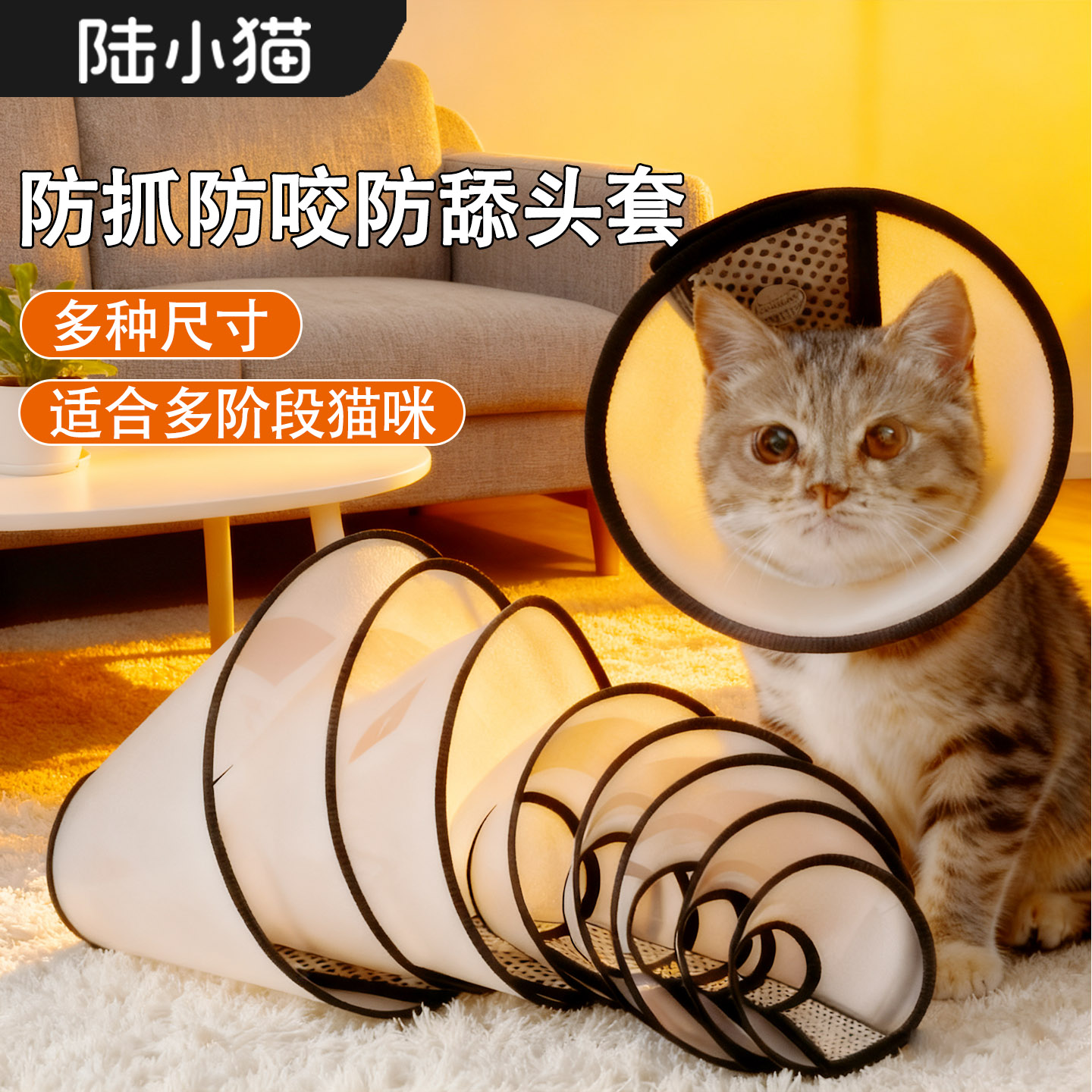 多尺寸猫咪项圈头套防舔防咬罩防护圈全阶段头套洗护看病宠物用品