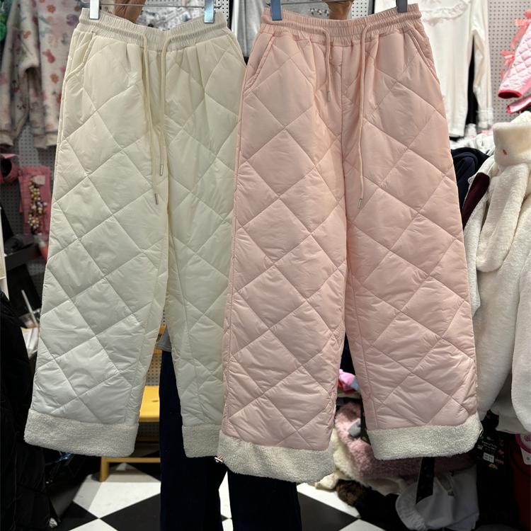 保暖毛毛边长裤女休闲裤夹棉裤
