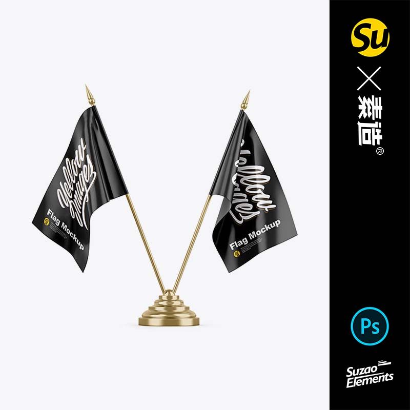 33735 品牌vi设计桌面小旗帜样机模板psd源文件yellowimages素材