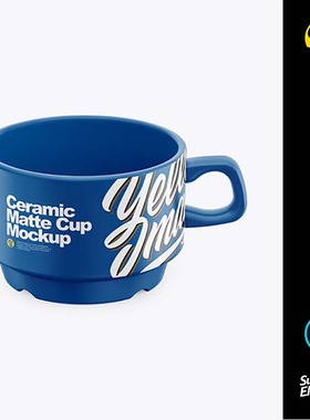 企业品牌办公咖啡杯陶瓷磨砂杯马克杯ps样机展示模板设计素材代下