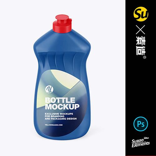 清洗液洗手液清洁剂瓶ps样机光泽瓶封闭盖标签贴图vi衍生素材模板