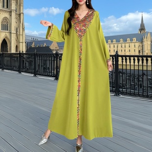 刺绣亮片长裙迪拜长袍女中东甘肃埃及阿拉伯新疆民族风显瘦连衣裙
