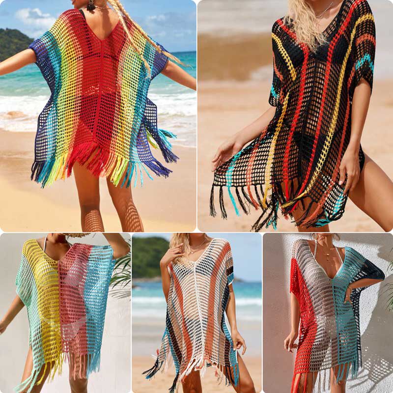 2026夏新款泰国云南流苏镂空蕾丝衫中长款宽松披肩防晒衣外搭罩衫