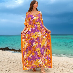 夏新款迪拜埃及长袍泰国旅行穿搭度假风裙子法式绝美连衣裙沙滩裙