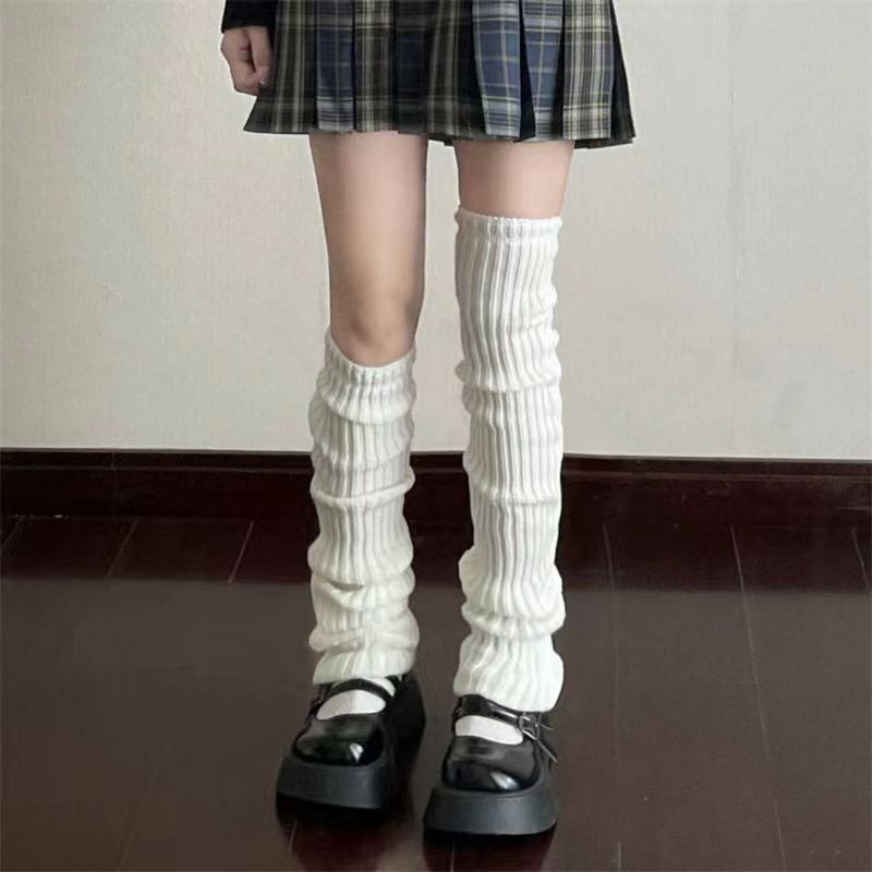 jk针织袜套原宿风甜美小腿袜腿套春秋款女白色长筒堆堆袜洛丽塔