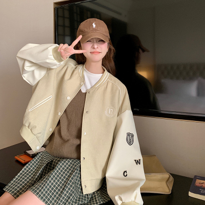 美式复古学院风棒球服短款女春季2025新款宽松减龄小个子情侣外套