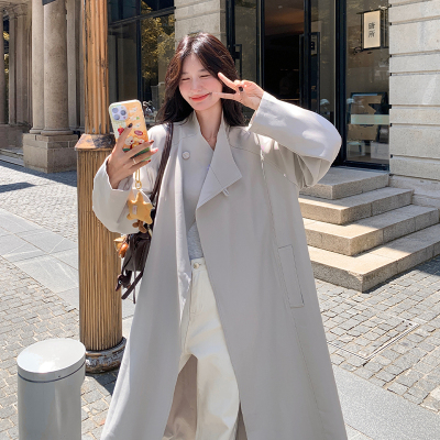 灰色韩系高级感廓形风衣外套秋季