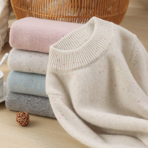 儿童秋冬新品点子纱加厚男女童纯羊毛衫保暖套头彩纱针织羊毛衫
