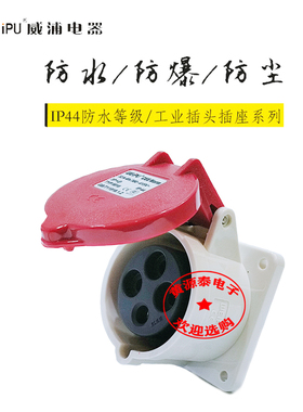 威浦工业插座工业连接器 插座TYP5818（32A4芯）暗装插座直式防水