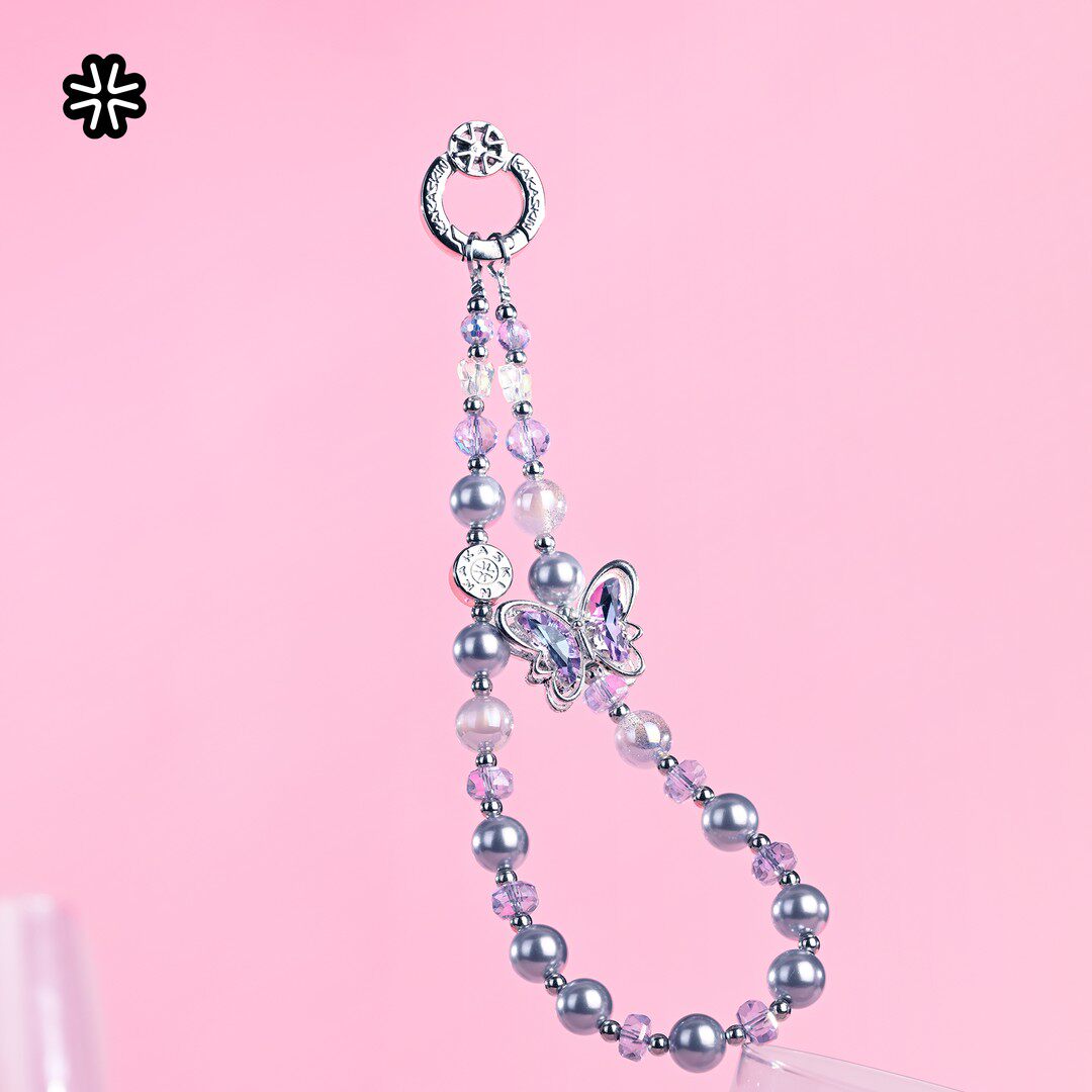 SIXSKY手机挂链水晶蝴蝶时尚珠饰高端轻奢精致手机链