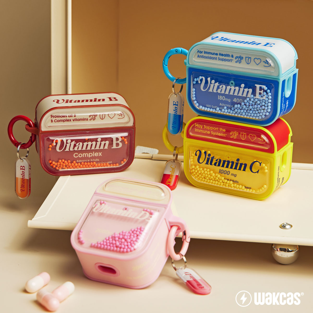 彩色药丸Airpods保护壳 适用苹果AirpodsPro耳机壳 小众风格挂绳式耳机保护壳