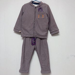 思佳美儿专G撤G男小童幼童装冬季针织加绒运动开衫长裤套装两件套