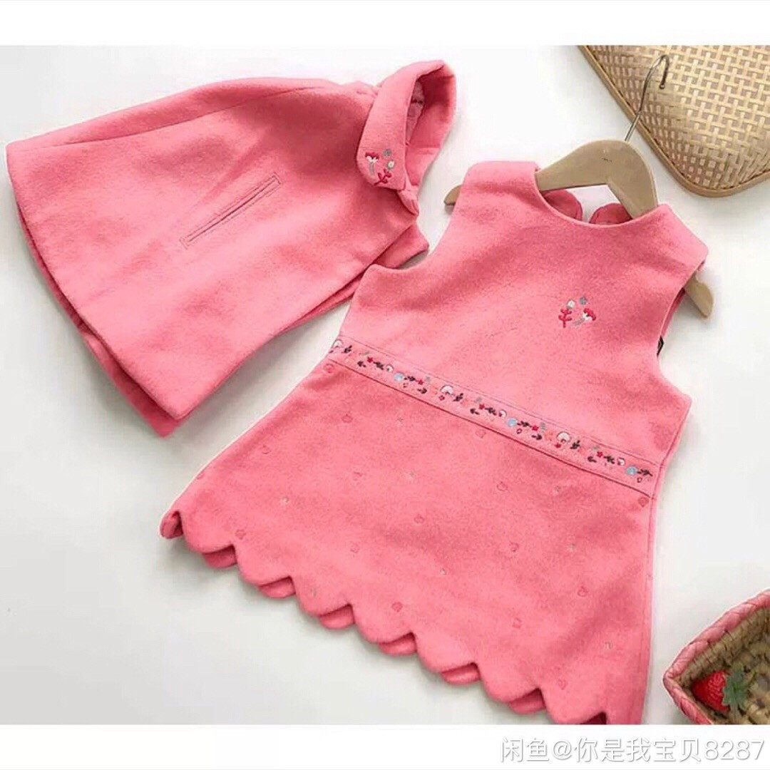思佳美儿女童装冬季毛呢套装绣花斗篷提花贝壳保暖连衣裙两件套,童装/婴儿装/亲子装,套装,淘宝优惠券,粉丝福利购,淘宝优惠卷