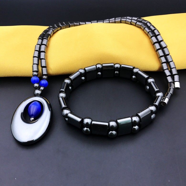 健康磁疗项链 保健项链 黑胆石圆珠磁石磁性项链 展销会礼品