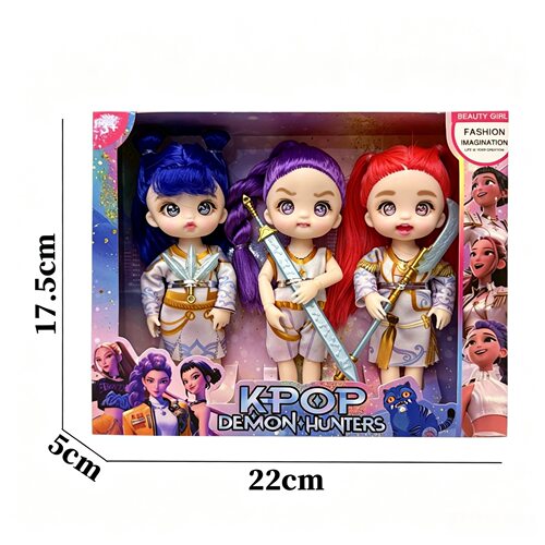2026新款K-POP猎魔女团套装3D美瞳眼睛手办娃娃带武器吉他女孩礼