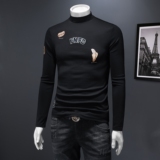 2025秋冬新款轻奢品质半高领双面绒打底衫D320-88383-P100，男装卫衣，电商D320-1