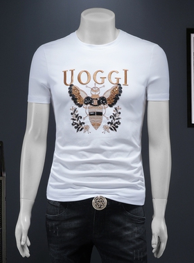 2025夏季欧货 IUIUG轻奢潮流刺绣丝光棉短袖t恤男 D320-87994-P75