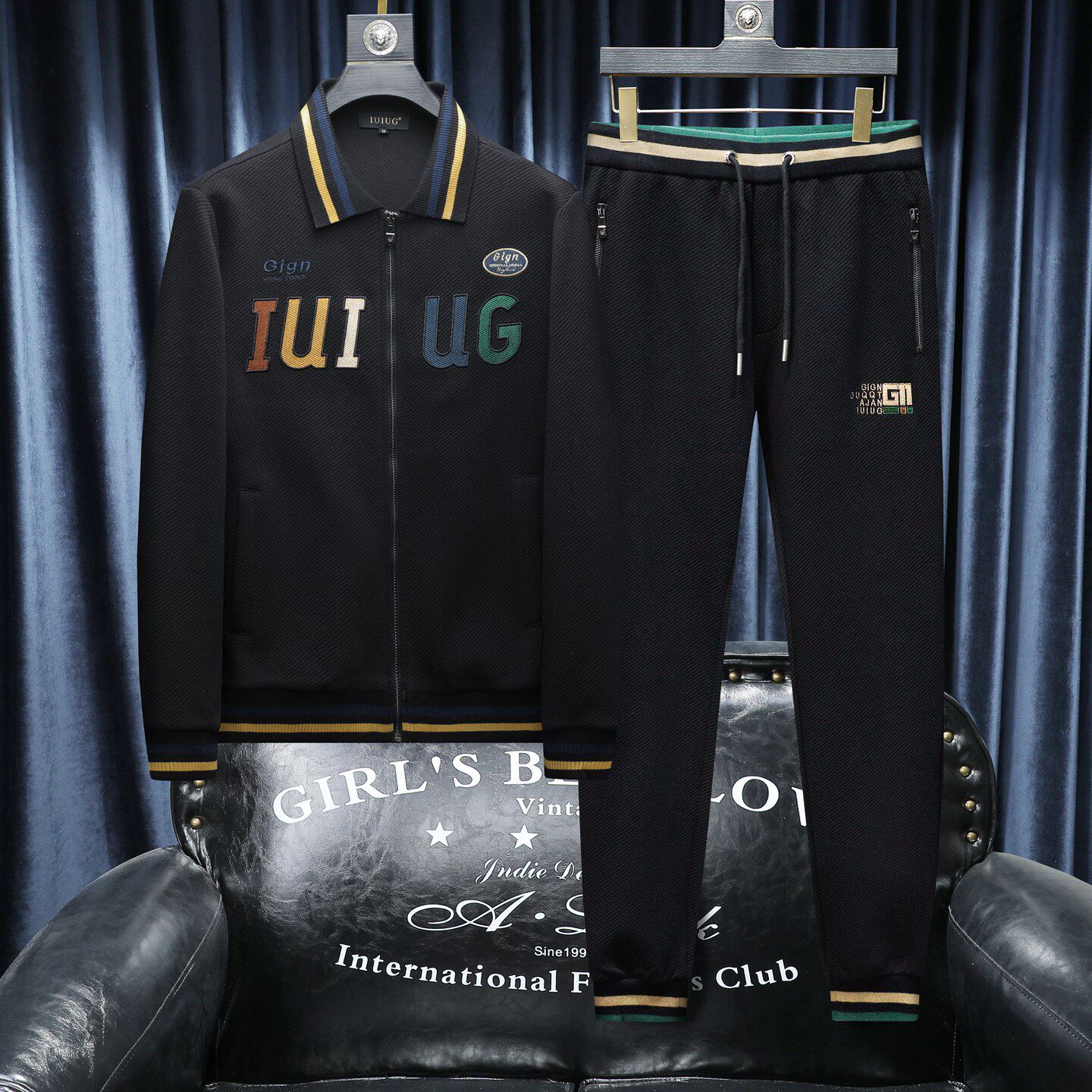 2025秋冬新款IUIUG轻奢潮流卫衣男休闲运动套装D320-T88185-P280,男装休闲套装,电商D322