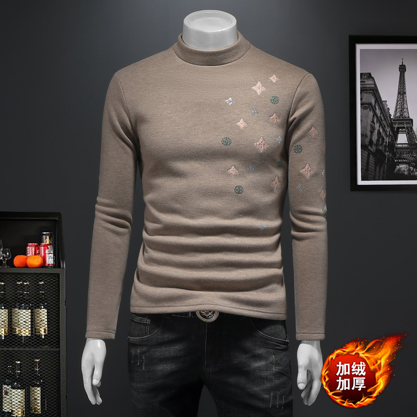 2025秋冬新款羊毛打底衫轻奢品质半高领D320-88406-P115，男装卫衣，电商D320-1