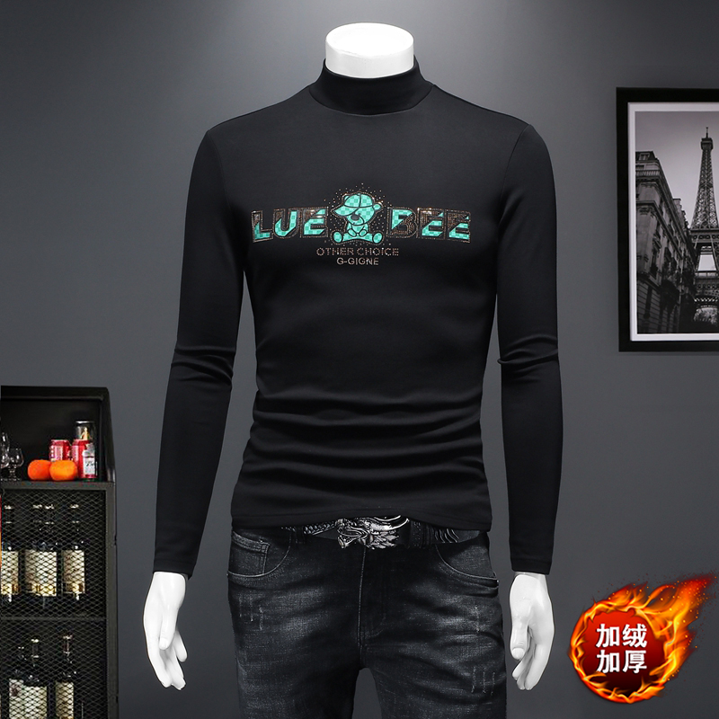 2023秋冬新款IUIUG轻奢品质半高领双面绒打底衫D320-27976-P95，男装卫衣，电商D320(原D215)