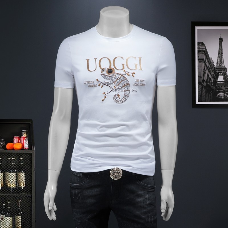 2025夏季欧货IUIUG轻奢潮流刺绣丝光棉短袖t恤男D320-87998-P75，男装T恤，电商D322