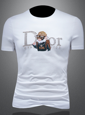 2025夏季欧货 IUIUG轻奢潮流刺绣丝光棉短袖t恤男 D320-87986-P75