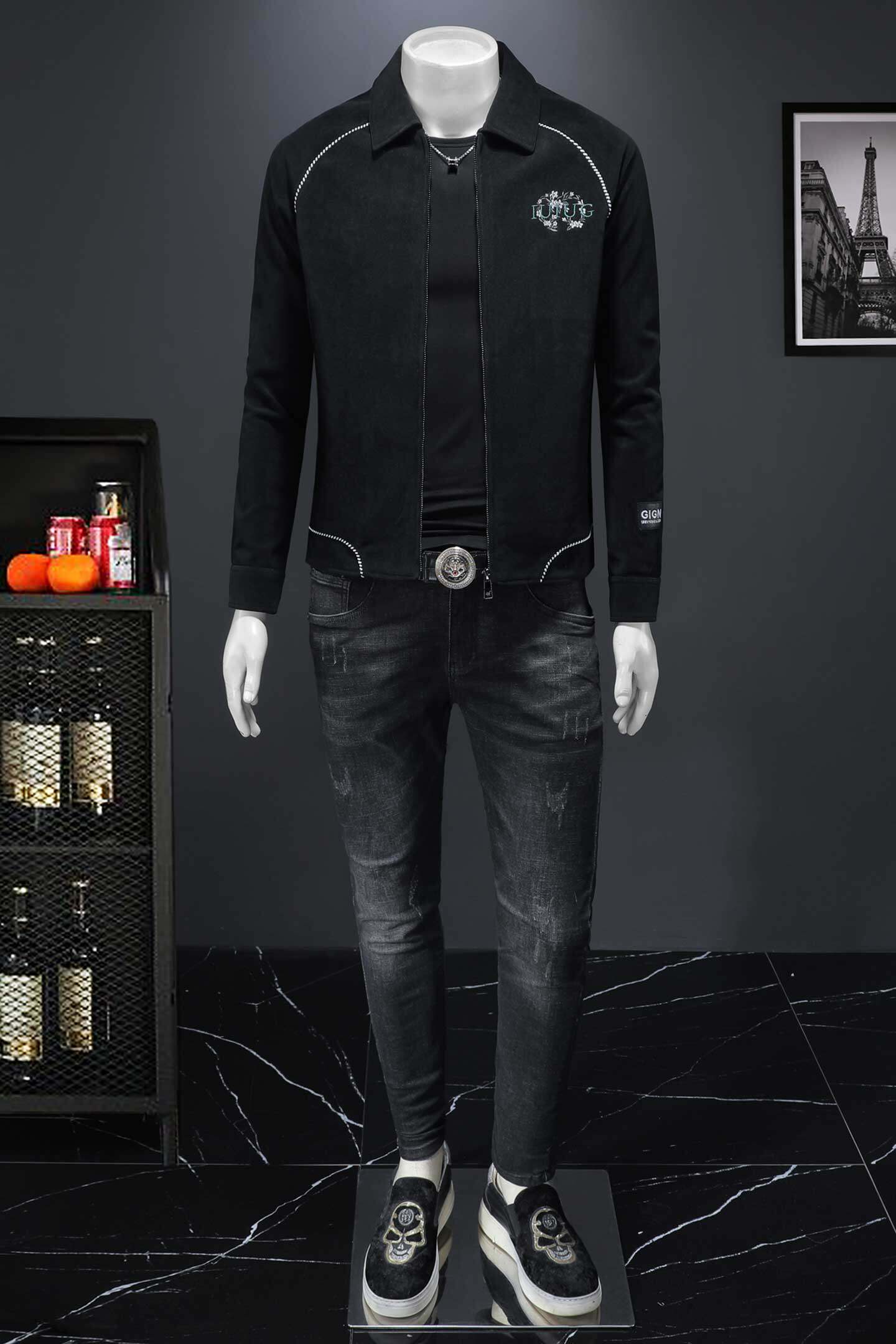 2025秋冬海岛绒面料IUIUG轻奢潮流男士重工外套D320-88259-P190,男装夹克,电商D320-1