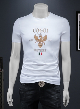 2026夏季新款 IUIUG欧货时尚潮流丝光棉短袖t恤男D320-88008--P75