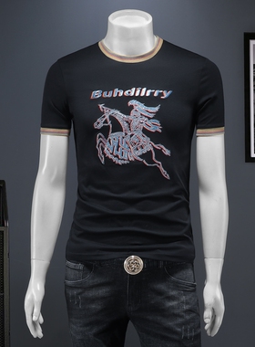 2025夏季欧货 IUIUG轻奢潮流刺绣丝光棉短袖t恤男 D320-88036-P75