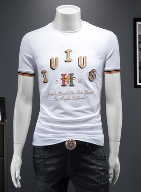 2026夏季IUIUG欧货时尚潮流丝光棉短袖t恤男D320-87601-实价-P55