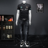 2023拉链领夏季新款IUIUG潮流丝光棉短袖t恤男D320-87070-P80，男装T恤，电商D320-1