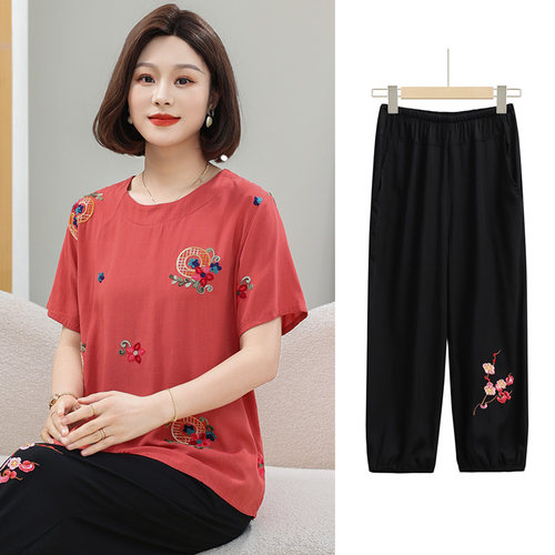 妈妈夏装睡衣老人家居服衣服薄