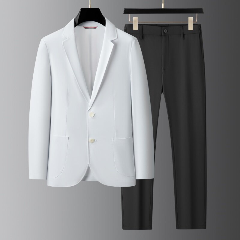 夏季薄款冰丝弹力无痕西服套装