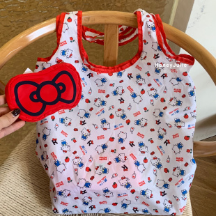 日系kitty大容量折叠购物袋蝴蝶结收纳包卡通环保袋