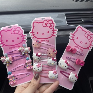 可爱公主少女心发夹套装 女童蝴蝶结发绳 卡通小猫粉色发饰套装