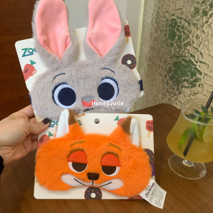 迪士尼正版 疯狂动物城朱迪尼克毛绒眼罩遮光午休睡眠专用学生儿童